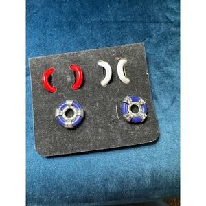 Holiday Circles 7804 Nautical Life Ring & Crescent Moon Clip On Earrings‎ Set